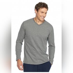 SADDLEBRED Men's 100% Cotton, V-neck LS Tee, Grey, L, NWT